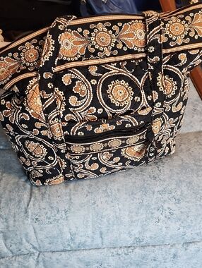 Vera Bradley Black and Tan Paisley Quilted Tote Bag